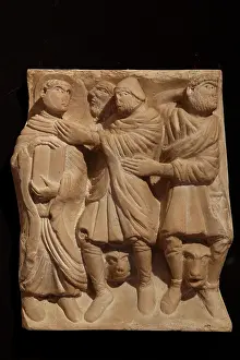 Cabestany: Detail of a copy of a sculpted marble reliquary