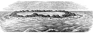 World History Archive: Coral reef creating a lagoon. From Charles Darwin
