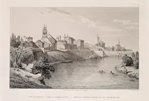 Guadalquivir: Cordoba (19th c.). Guadalquivir river. Etching
