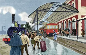 Trolley: Cordoba Station. Arrival of a passenger train from Madrid