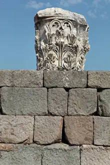 Trajaneum: Corinthian capital, Pergamon, Bergama, Izmir, Turkey
