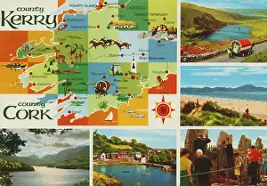 Blarney: Cork and Kerry map, five views, Republic of Ireland