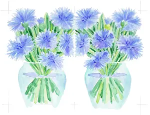 Sided: Cornflowers in a vase ? cut-out design