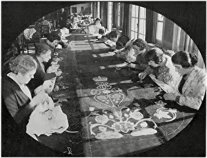 Embroiderers: Coronation 1937 Preparing the Queen's train