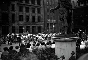 Terence Gallacher: Coronation. Folk dancing, evening Golden Sq