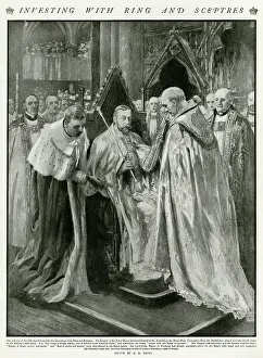 Sceptres: Coronation of George V, receiving ring and Sceptres