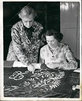 Denote: Coronation robe being made, Royal School of Needlework