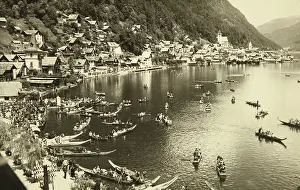 Hallstatt: Corpus Christi procession on Lake Hallstatt. About 1950