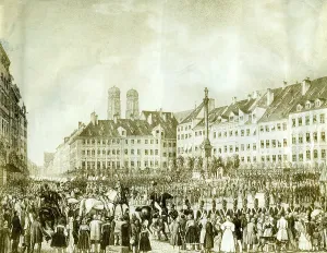 Marienplatz: Corpus Christi procession on the Marienplatz, 1830
