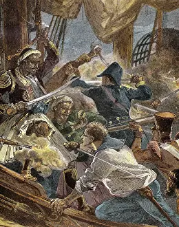 Boarding: Corsairs boarding a boat