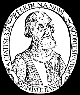 Inscript: Cortes, Hernan, 1485 - 2.12.1547, Spanish conquistador