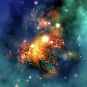 Cosmic: Cosmic image of a colorful nebula out in space