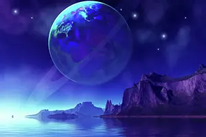 Vast: Cosmic seascape on another world with a ringed planet