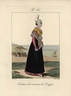 Caux: Costume of the area of Dieppe Bonnet with its