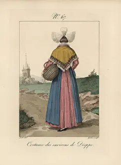 Caux: Costume of the area of Dieppe Rear view of