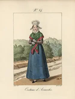Caux: Costume of Avranches She wears a large bonnet