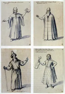 Aristotle: Costume design for classical figures. Top L: Aristarchos