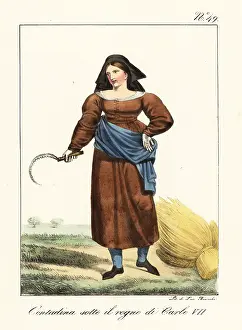 Costume of a French peasant woman, 15th century