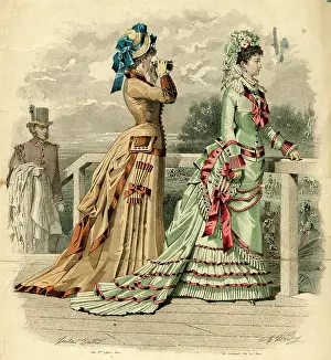 Bows: Costume plate, two women out walking