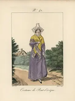 Florilegius Collection: Costume of Pont l'Eveque Bavolet bonnet with
