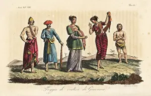 Cudgel: Costumes of the people of Java, Indonesia, circa 1800