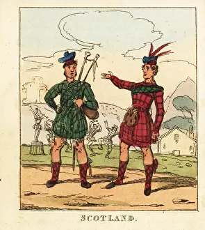 Panorama Of The Costumes: Costumes of Scottish highlanders, 19th century