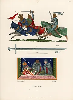 Prayerbook: Costumes and sword of 13th century knights
