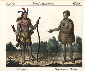Powhatan: Costumes of Virginia: a warrior and Powhatan