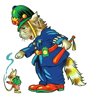 Truncheon: Cot header design, Cat Policeman and Mouse