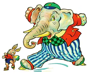 Humanised: Cot header design, Elephant and Rabbit Skating