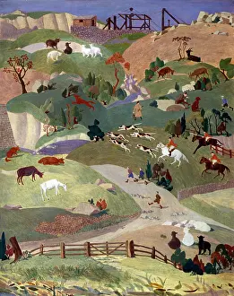 Cotswold: Cotswold Countryside with hunting scene etc