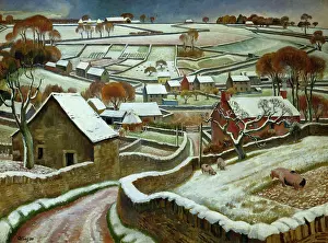 Cotswold Snow " landscape with fields