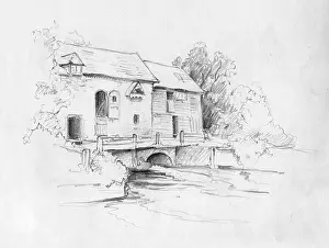 Babbling: A cottage on a bridge over a babbling brook