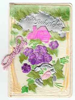 David Pearson: Cottage on an embossed greetings card