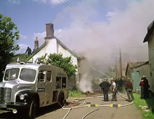 Exminster: Cottage on fire, Exminster, Devon