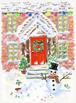 Kember: Cottage in snow with snowman