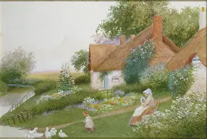 Backing: Cottage, Worcestershire ' with ducks