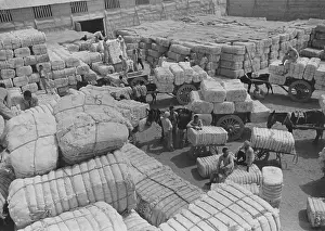 Stacked: Cotton warehouse in China, 1941