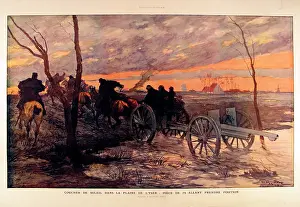 L Illustration: Coucher de soleil dans la plaine de L'Yser