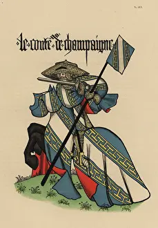 Equestre: Count of Champagne, Comte de Champagne, with standard