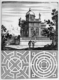 Curiosa: Country house with plan for a formal garden. for