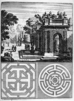 Curiosa: Country house with plan for a formal garden. for