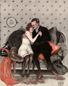 Cuddle: Couple Cuddle on Couch
