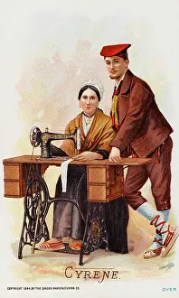 Sews: Couple from Cyrene, Libya with their Singer Sewing Machine
