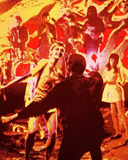 Discotheque: Couple Dancing Band in Background with Musical Instruments