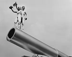 Accomplishment: Couple of daredevils on giant cannon