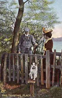 Stile: Couple and dog out for a walk