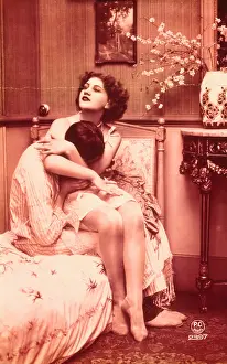 Couple in erotic bedroom scene