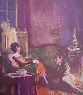 Delineator: Couple by the fireside, Delineator magazine