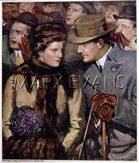 C1914: COUPLE AT GAME C1914